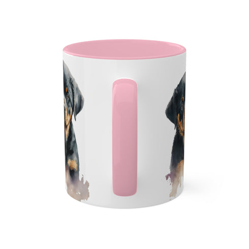 Rottweiler Pupies - Color Accent Mugs, 11oz